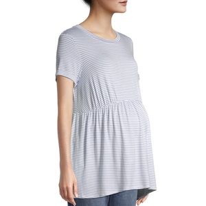 Time and Tru Striped Maternity Babydoll Short Sleeve T-Shirt-S